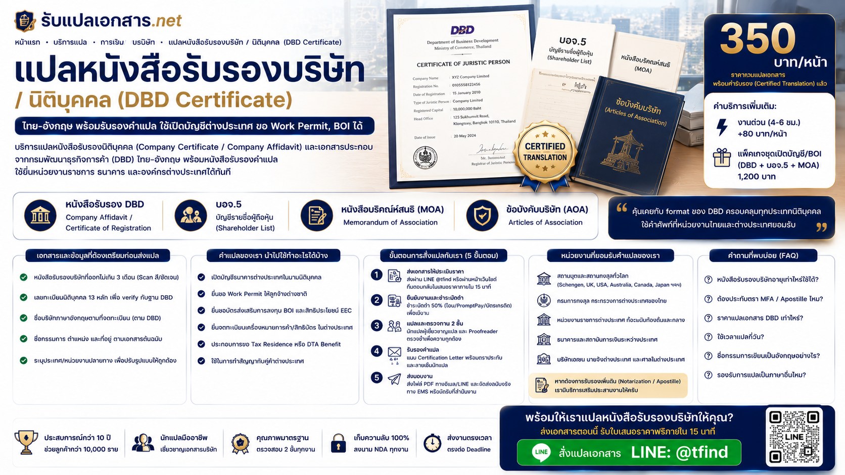 ภาพประกอบบริการแปลหนังสือรับรองนิติบุคคล (Company Certificate) เป็นภาษาอังกฤษ