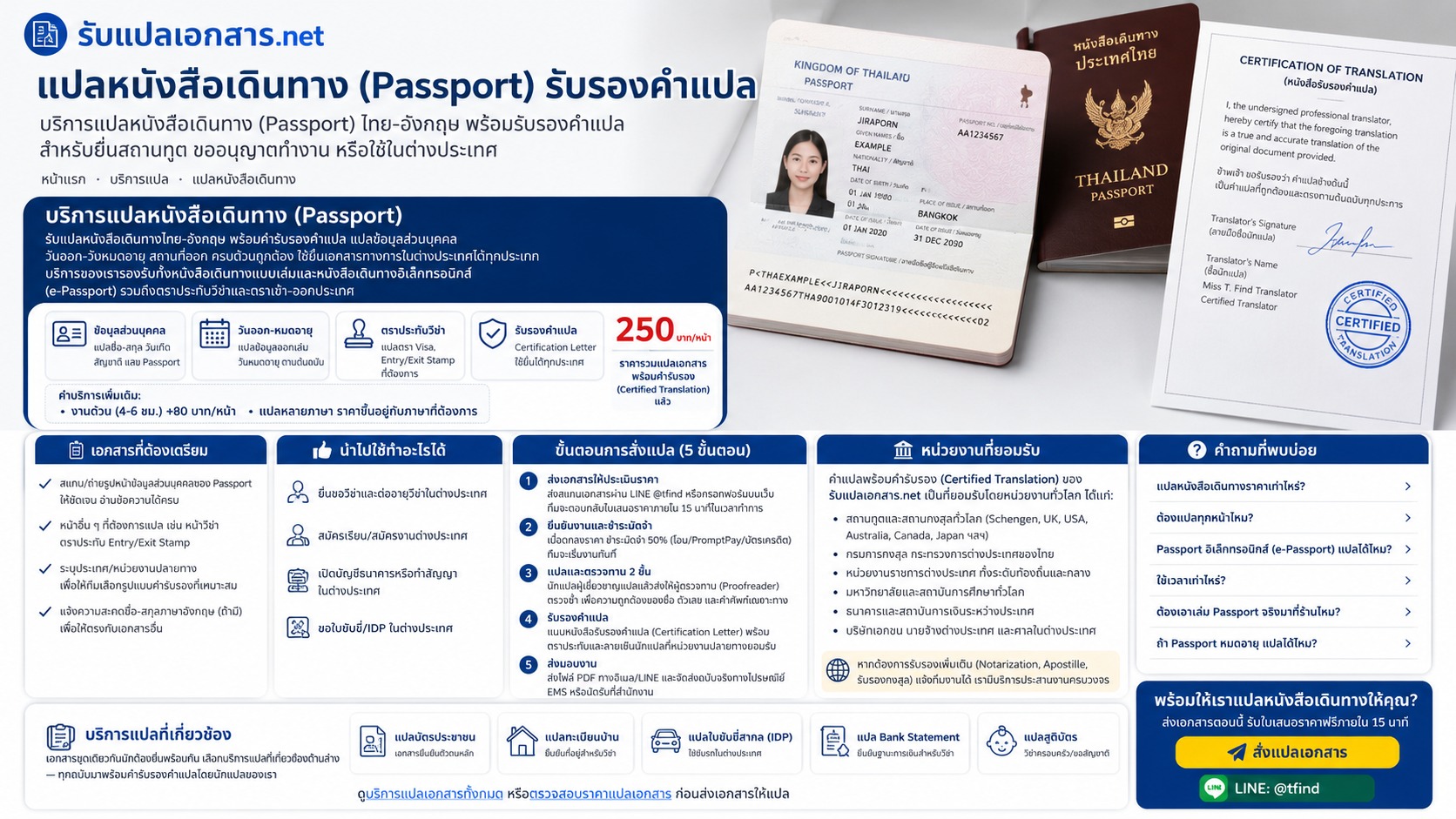 ภาพประกอบบริการแปลหนังสือเดินทาง (Passport) เป็นภาษาอังกฤษ